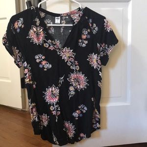 Black floral blouse
